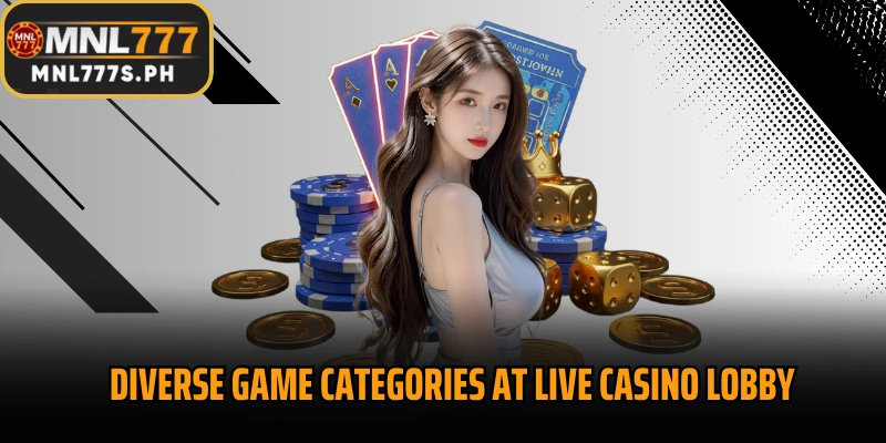 Diverse game categories at Live Casino lobby