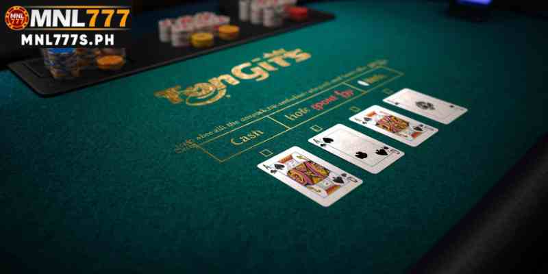 Tongits online card table interface with virtual cards